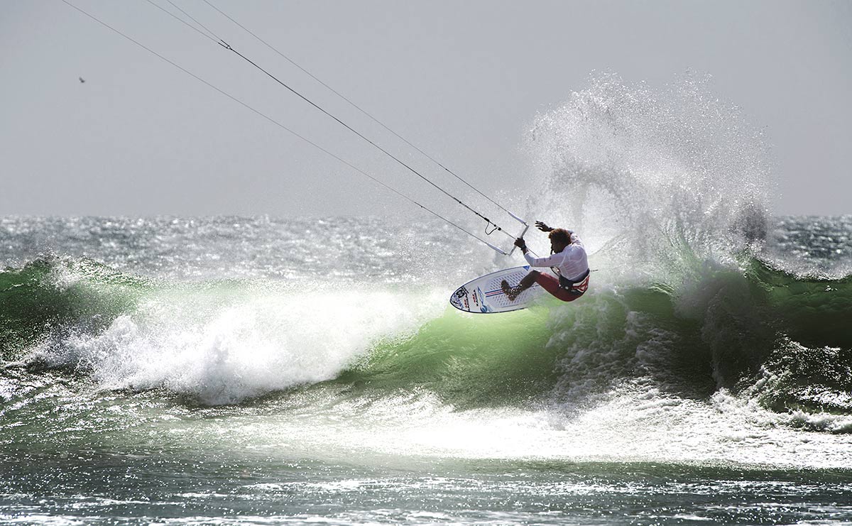 Mitu Monteiro wave kiting at Dakhla in Morocco