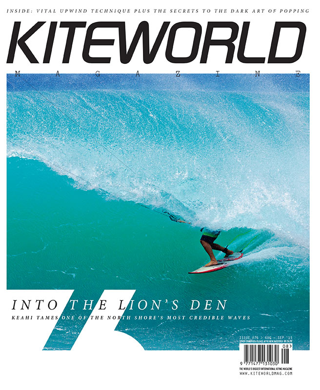 Kiteworld issue 76 kitesurfing magazine cover with Keahi de Aboitiz shot by John Bilderback