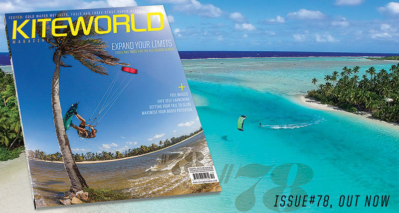 Kiteworld issue #78 cover shot featuring Bas Koole riding in Brazil, photo by Ydwer van der Heide