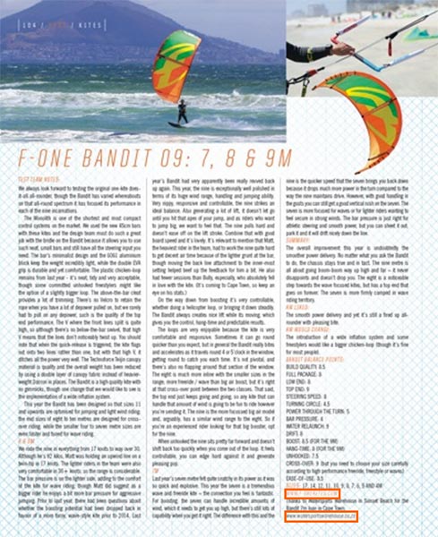 Kiteworld F-One Bandit 9 kitesurf review