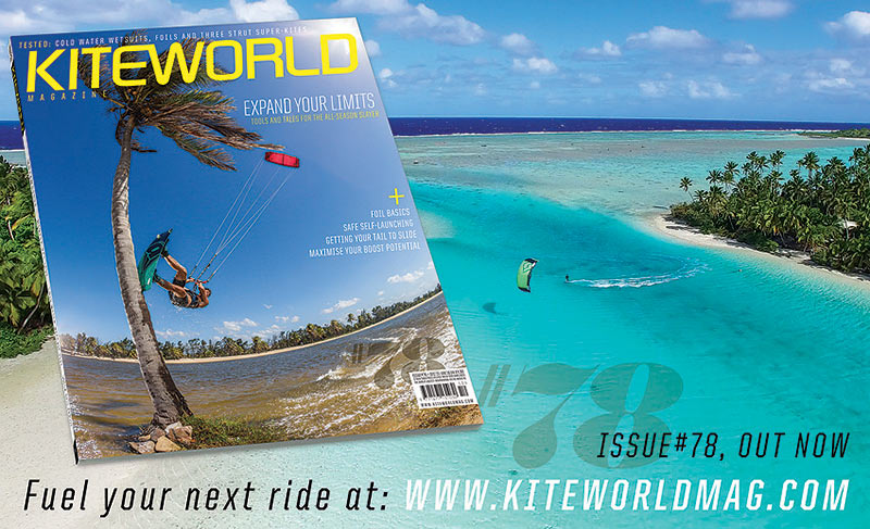 Kiteworld issue #78 cover shot featuring Bas Koole riding in Brazil, photo by Ydwer van der Heide